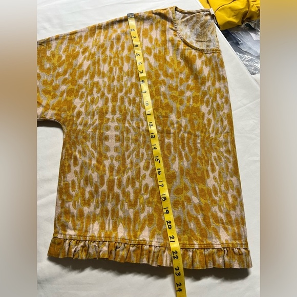 CYNTHIA ROWLEY Yellow Cheetah print Linen ruffle top size M - Picture 13 of 13